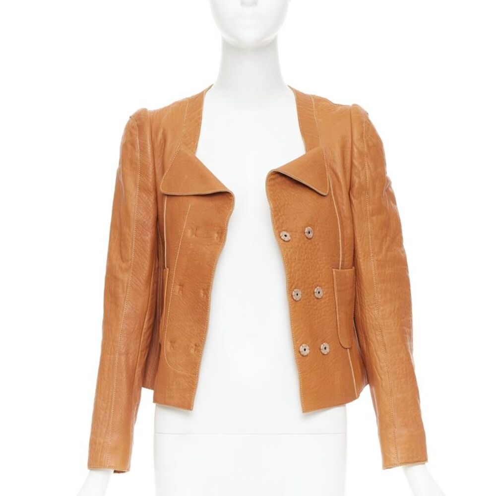 Carven Leather Square Neck Jacket